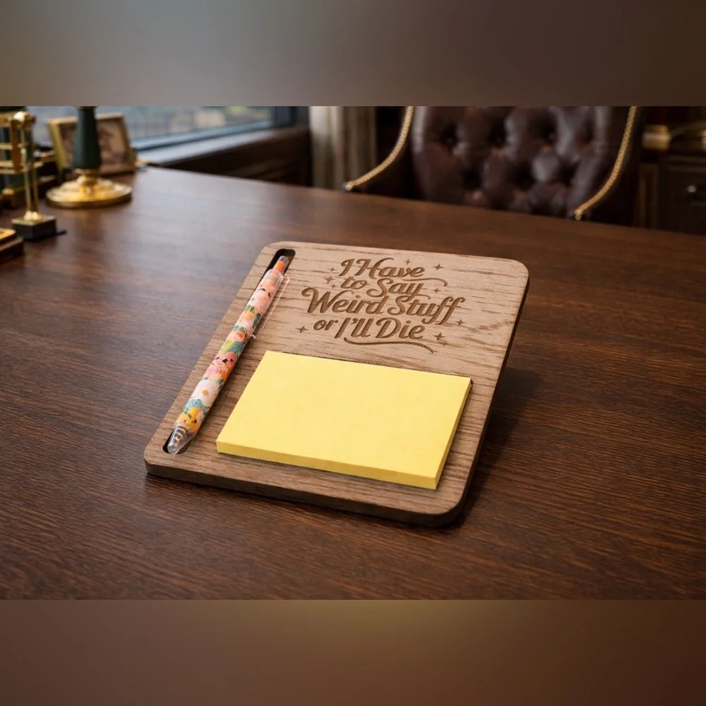 1 Hand crafted by me Wood post-it note & pen holder customized made to order - Picture 2 of 13
